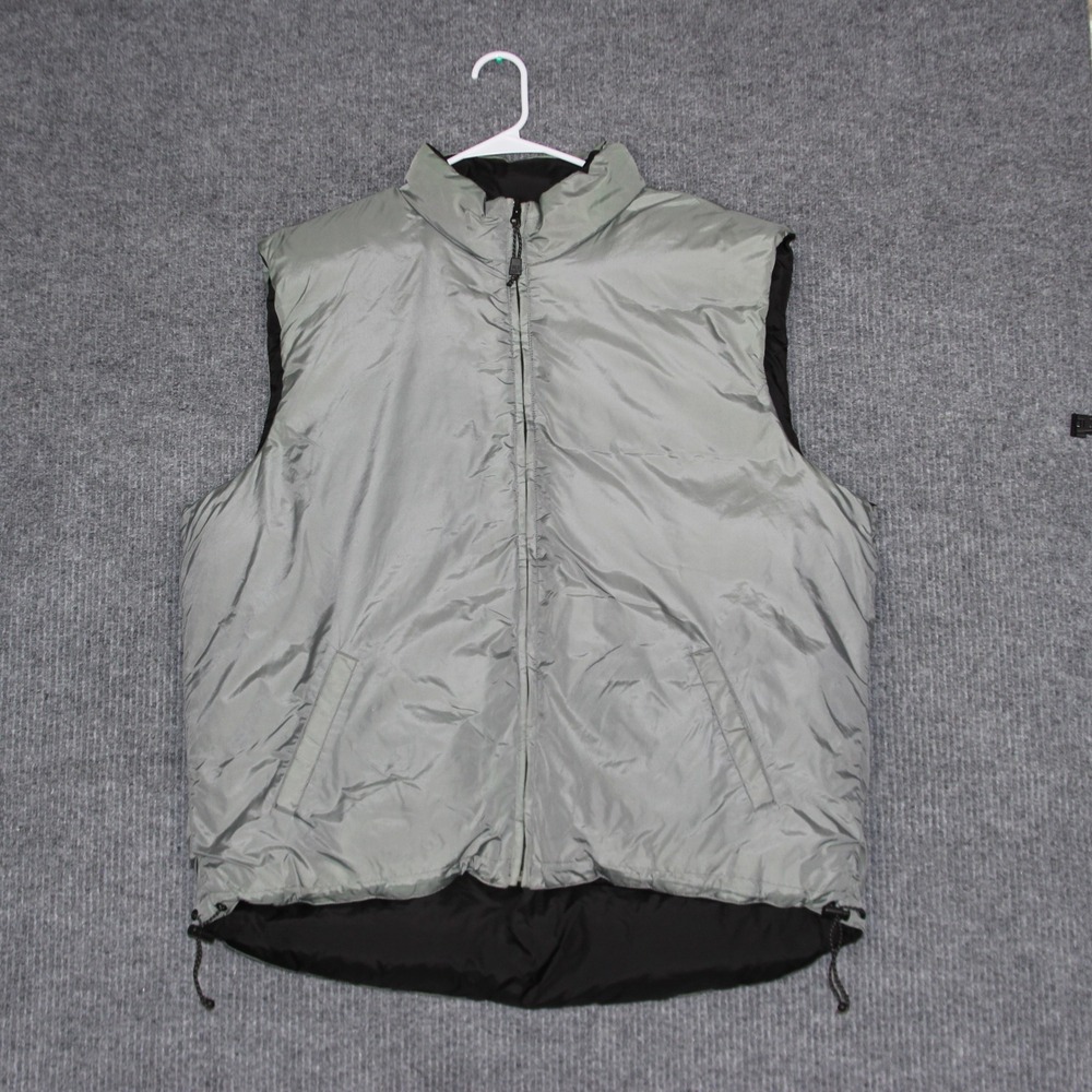 Old Navy Mens Puffer Vest Reversible Gray Black Full Zip‎ Sleeveless Padded XL